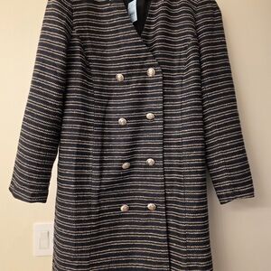 Elegant Black and Gold Striped Women's Coat